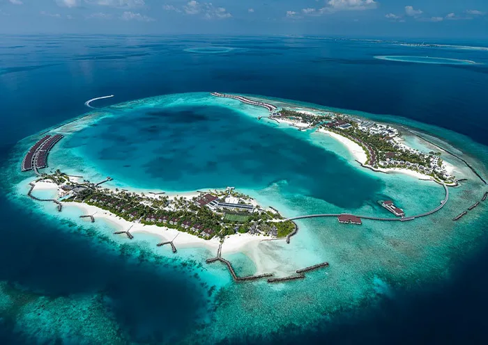 Only BLU underwater restaurant Maldives aerial